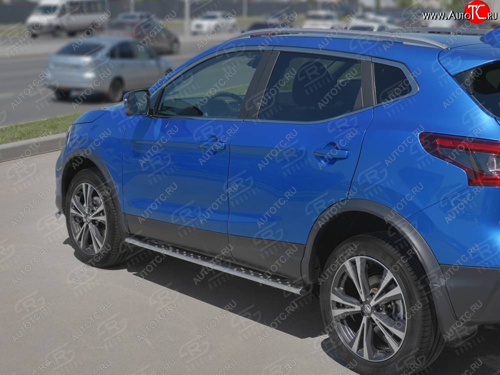 21 749 р. Защита порогов (Ø75x42 мм с проступью, нержавейка) Russtal Nissan Qashqai 2 J11 рестайлинг (2017-2022)  с доставкой в г. Набережные‑Челны