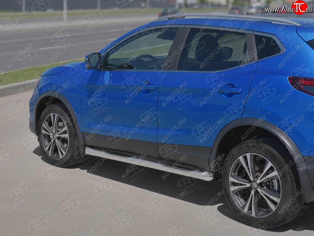 26 999 р. Защита порогов (Ø76 мм с проступью, нержавейка) SLITKOFF  Nissan Qashqai  2 (2017-2022) J11 рестайлинг (Металлические торцы под 45°)  с доставкой в г. Набережные‑Челны