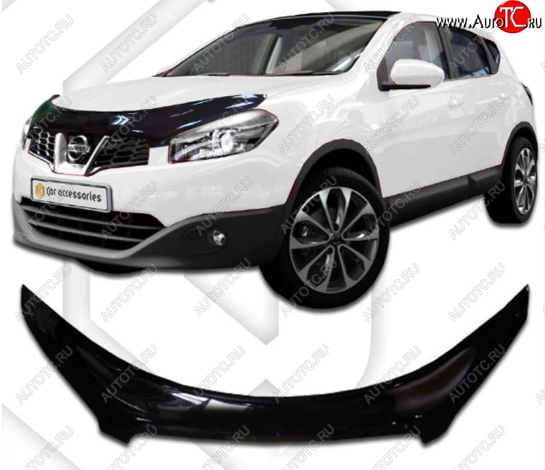 2 399 р. Дефлектор капота CA-Plastiс exclusive  Nissan Qashqai +2  1 (2008-2014) J10 дорестайлинг, J10 рестайлинг (Classic черный, Без надписи)  с доставкой в г. Набережные‑Челны