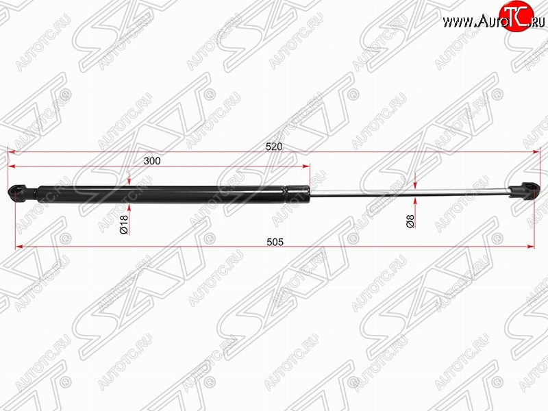 669 р. Газовый упор крышки багажника SAT  Nissan Qashqai +2  1 (2008-2014) J10 дорестайлинг, J10 рестайлинг  с доставкой в г. Набережные‑Челны