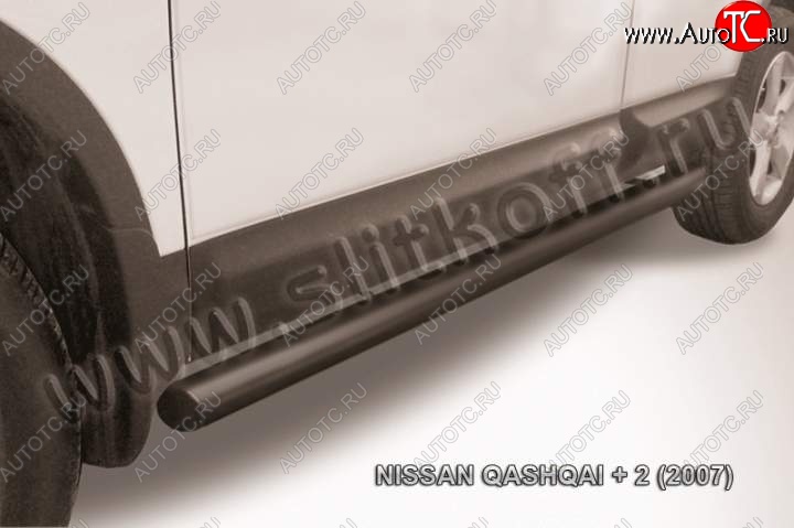 11 749 р. Защита порогов Slitkoff Nissan Qashqai +2 1 J10 дорестайлинг (2008-2010) (Цвет: серебристый)  с доставкой в г. Набережные‑Челны