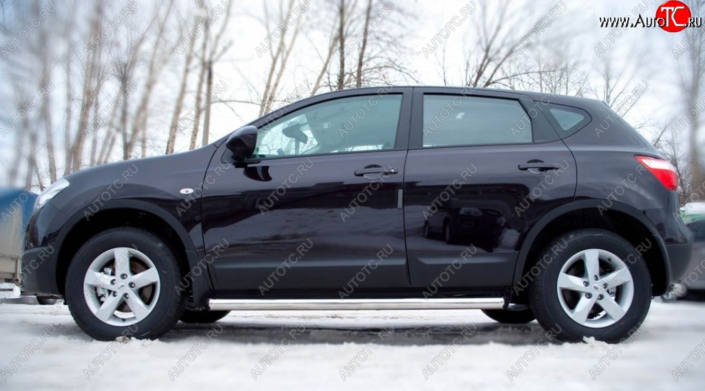 20 849 р. Защита порогов из круглой трубы диаметром 63 мм SLITKOFF v2  Nissan Qashqai  1 (2010-2013) J10 рестайлинг  с доставкой в г. Набережные‑Челны