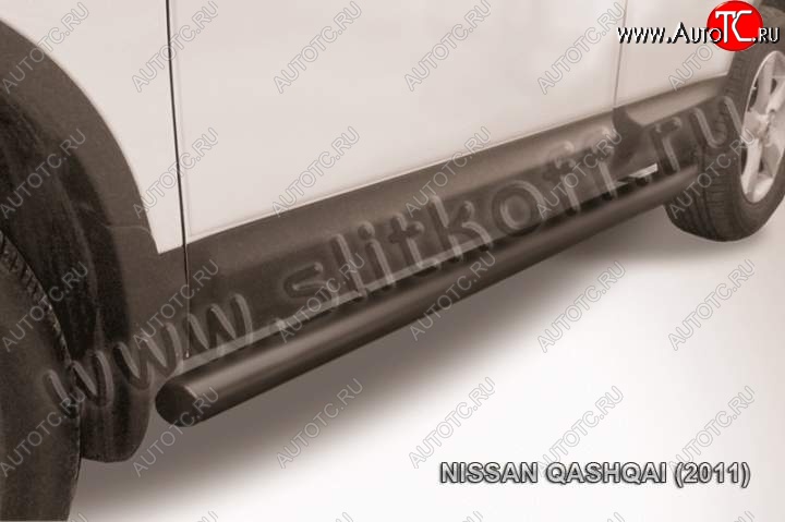 12 899 р. Защита порогов Slitkoff  Nissan Qashqai  1 (2010-2013) J10 рестайлинг (Цвет: серебристый)  с доставкой в г. Набережные‑Челны