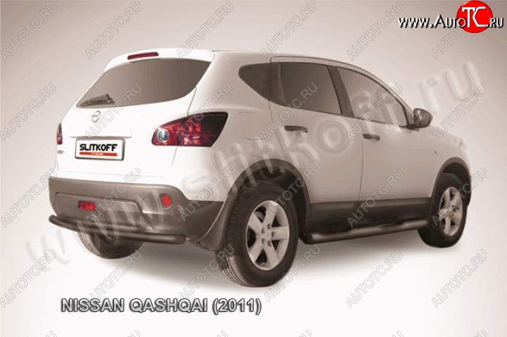 9 949 р. Защита задняя Slitkoff Nissan Qashqai 1 J10 рестайлинг (2010-2013) (Цвет: серебристый)  с доставкой в г. Набережные‑Челны