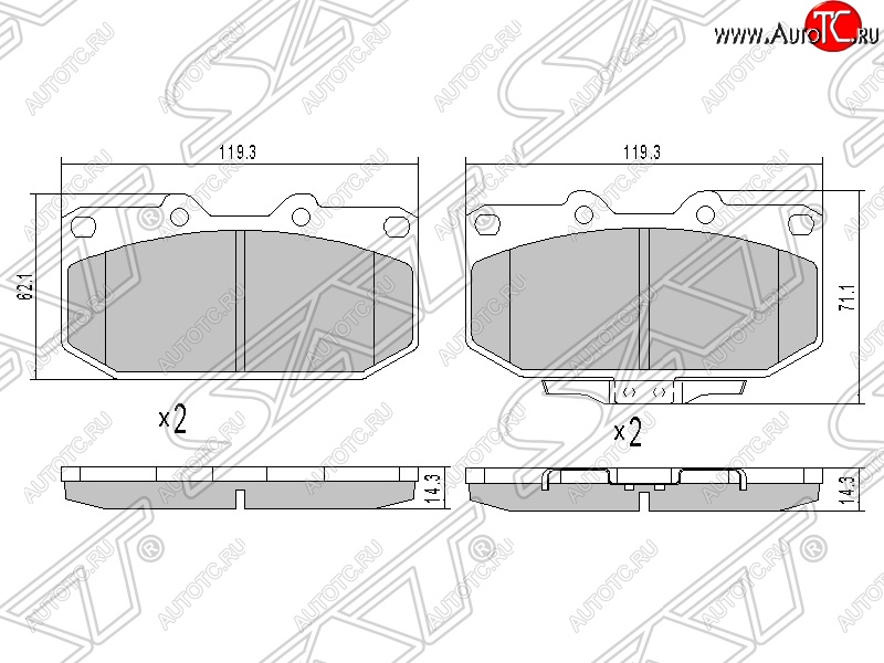 1 359 р. Колодки тормозные SAT (передние) Subaru Impreza GD седан дорестайлинг (2000-2002)  с доставкой в г. Набережные‑Челны