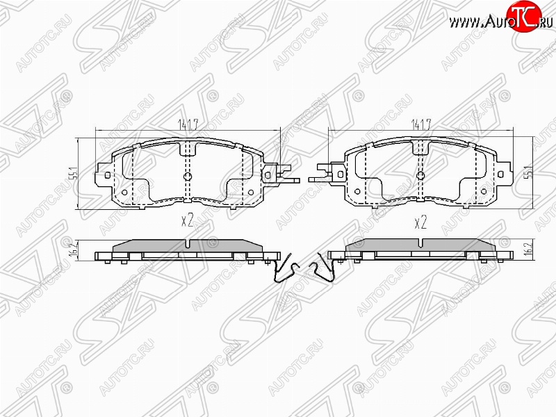 1 579 р. Колодки тормозные (передние) SAT Nissan Teana 3 L33 дорестайлинг (2014-2020)  с доставкой в г. Набережные‑Челны