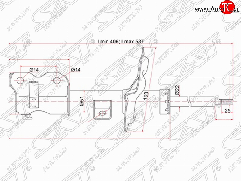 5 079 р. Правый амортизатор передний SAT Nissan Teana 1 J31 дорестайлинг (2003-2005)  с доставкой в г. Набережные‑Челны