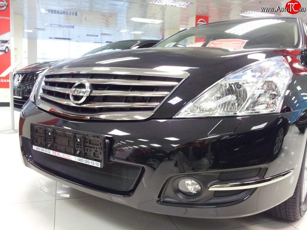 1 469 р. Сетка на бампер Russtal (черная) Nissan Teana 2 J32 дорестайлинг (2008-2011)  с доставкой в г. Набережные‑Челны