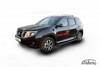 Порожки для ног Arbori Optima Black Nissan Terrano D10 дорестайлинг (2013-2016)