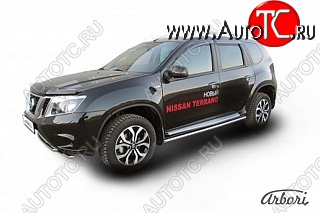 12 239 р. Защита штатных порогов Arbori (нержавейка, d42 mm). Nissan Terrano D10 дорестайлинг (2013-2016)  с доставкой в г. Набережные‑Челны