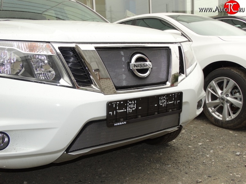 1 599 р. Сетка в решетку радиатора Russtal  Nissan Terrano  D10 (2013-2022) дорестайлинг, рестайлинг (хром)  с доставкой в г. Набережные‑Челны