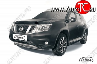 7 019 р. Защита переднего бампера Arbori (черная, 1 труба d42 mm). Nissan Terrano D10 рестайлинг (2016-2022)  с доставкой в г. Набережные‑Челны