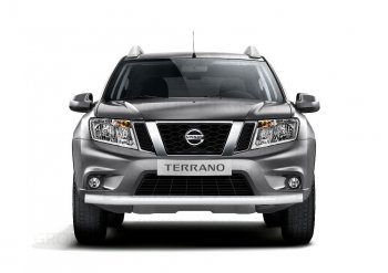 4 299 р. Защита переднего бампера (одинарная, Ø63 мм) Petroil Tuning Nissan Terrano D10 рестайлинг (2016-2022) (Серебристый (Искра))  с доставкой в г. Набережные‑Челны. Увеличить фотографию 3