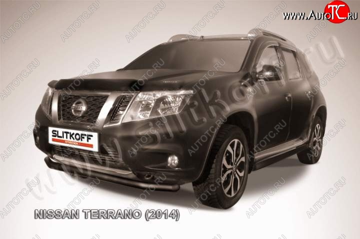 6 799 р. Защита переднего бампер Slitkoff Nissan Terrano D10 дорестайлинг (2013-2016) (Цвет: серебристый)  с доставкой в г. Набережные‑Челны