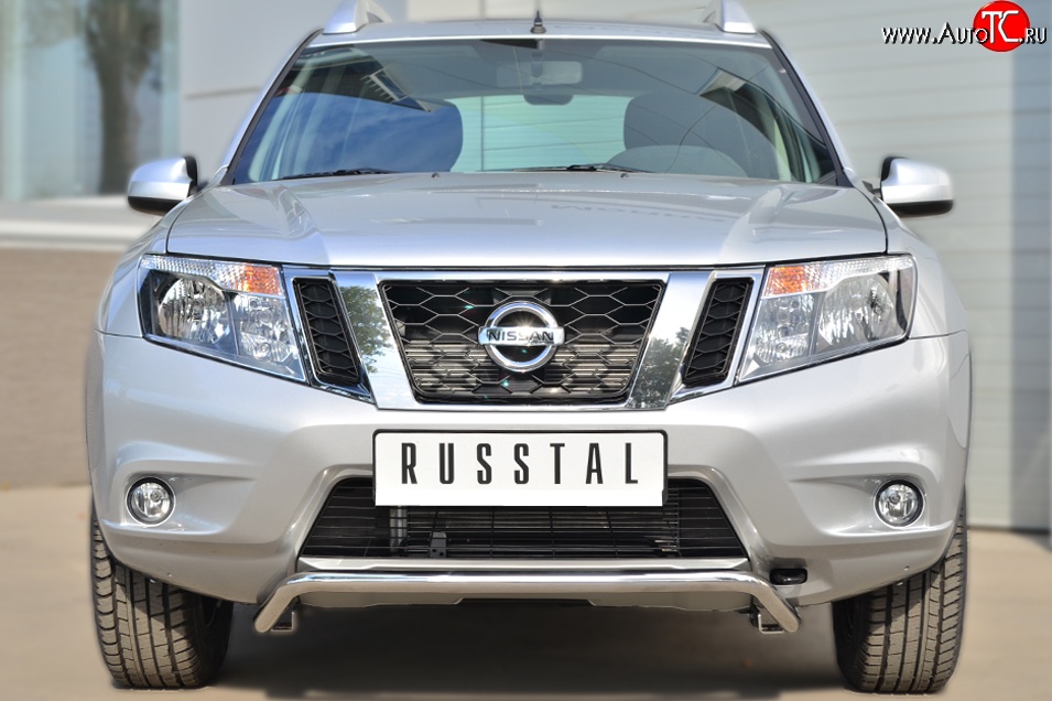 13 699 р. Защита переднего бампера (Ø42 мм волна, нержавейка) SLITKOFF  Nissan Terrano  D10 (2013-2022) дорестайлинг, рестайлинг  с доставкой в г. Набережные‑Челны