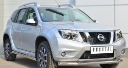 17 299 р. Защита порогов из круглой трубы диаметром 63 мм Russtal Nissan Terrano D10 дорестайлинг (2013-2016) (Защита порогов с со скосами на торцах (вариант 1))  с доставкой в г. Набережные‑Челны. Увеличить фотографию 3