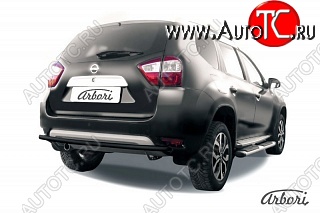 7 019 р. Защита заднего бампера Arbori (черная, 1 труба d42 mm). Nissan Terrano D10 дорестайлинг (2013-2016)  с доставкой в г. Набережные‑Челны