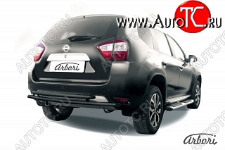 7 019 р. Защита заднего бампера Arbori (черная, 2 трубы d42 mm). Nissan Terrano D10 дорестайлинг (2013-2016)  с доставкой в г. Набережные‑Челны