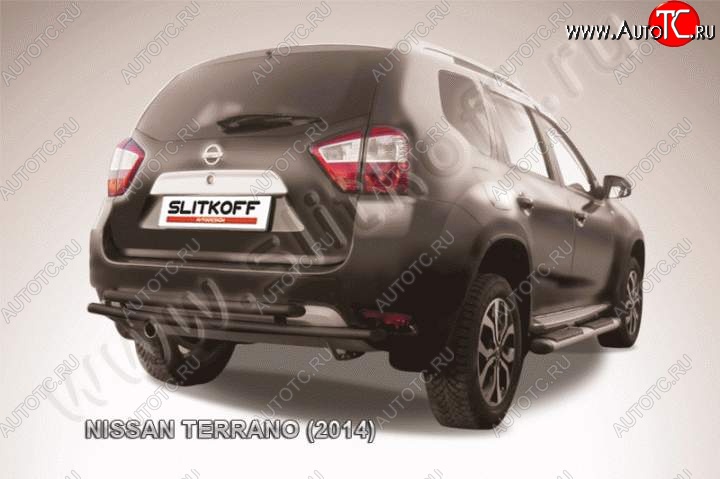 6 399 р. Защита задняя Slitkoff Nissan Terrano D10 дорестайлинг (2013-2016) (Цвет: серебристый)  с доставкой в г. Набережные‑Челны