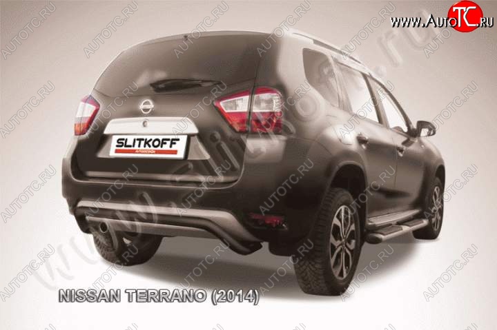 7 299 р. Защита задняя Slitkoff Nissan Terrano D10 дорестайлинг (2013-2016) (Цвет: серебристый)  с доставкой в г. Набережные‑Челны