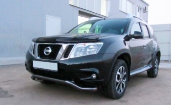 7 299 р. Защита переднего бампера Slitkoff (Ø 57, волна).  Nissan Terrano  D10 (2013-2016) дорестайлинг (Сталь с полимерным покрытием. Цвет: черный)  с доставкой в г. Набережные‑Челны. Увеличить фотографию 1