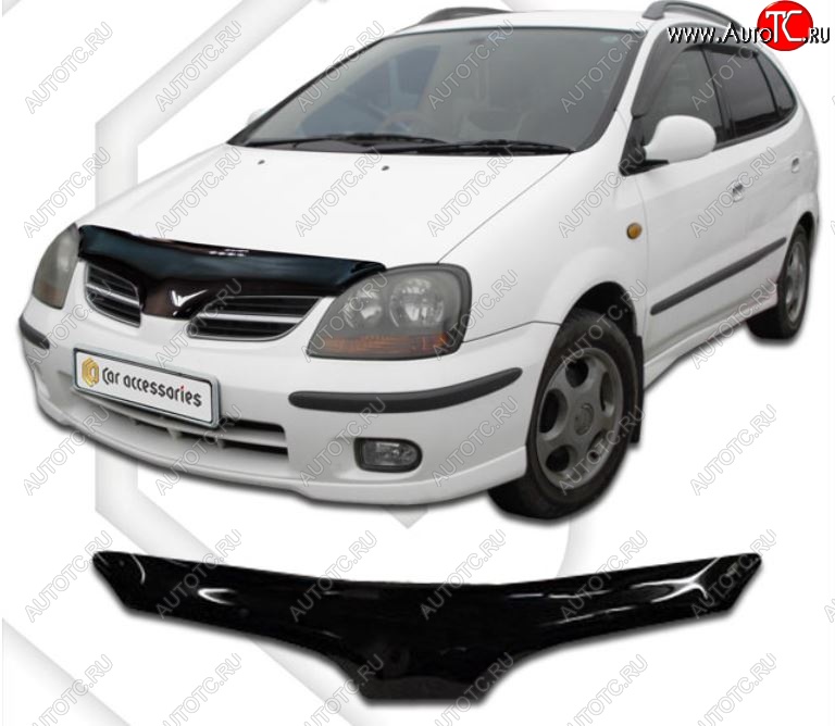 1 999 р. Дефлектор капота CA-Plastic  Nissan Tino (1998-2003) V10 доресталийнг (Classic черный, Без надписи)  с доставкой в г. Набережные‑Челны