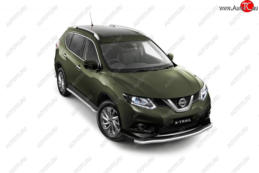 25 699 р. Защита порогов вогнутая из трубы Ø63 Petroil Tuning Nissan X-trail 3 T32 рестайлинг (2017-2022) (Нержавеющая полированная сталь)  с доставкой в г. Набережные‑Челны