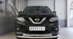 16 599 р. Защита переднего бампера (2 трубыØ63 и 42 мм, нержавейка) SLITKOFF Nissan X-trail 3 T32 дорестайлинг (2013-2018)  с доставкой в г. Набережные‑Челны. Увеличить фотографию 1