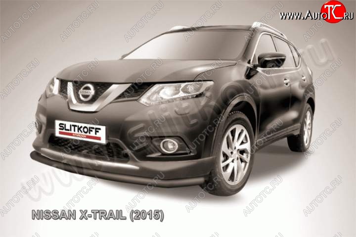 7 249 р. Защита переднего бампер Slitkoff  Nissan X-trail  3 T32 (2013-2018) дорестайлинг (Цвет: серебристый)  с доставкой в г. Набережные‑Челны