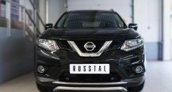 Защита переднего бампера (Ø42 мм волна, нержавейка) SLITKOFF Nissan (Нисан) X-trail (Х-трейл)  3 T32 (2013-2018) 3 T32 дорестайлинг