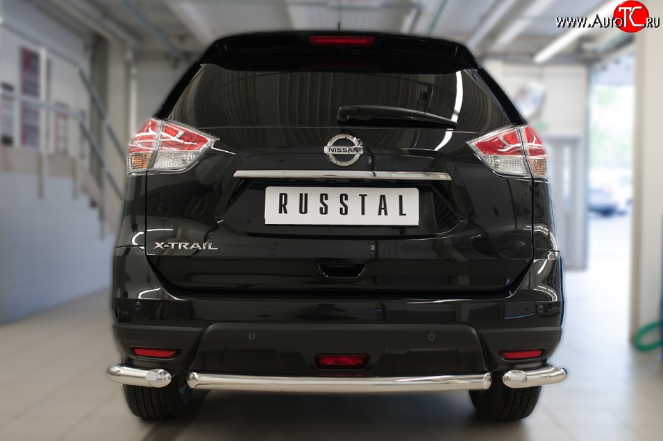 15 999 р. Одинарная защита заднего бампера из трёх труб диаметром 63 мм SLITKOFF  Nissan X-trail  3 T32 (2017-2022) рестайлинг  с доставкой в г. Набережные‑Челны