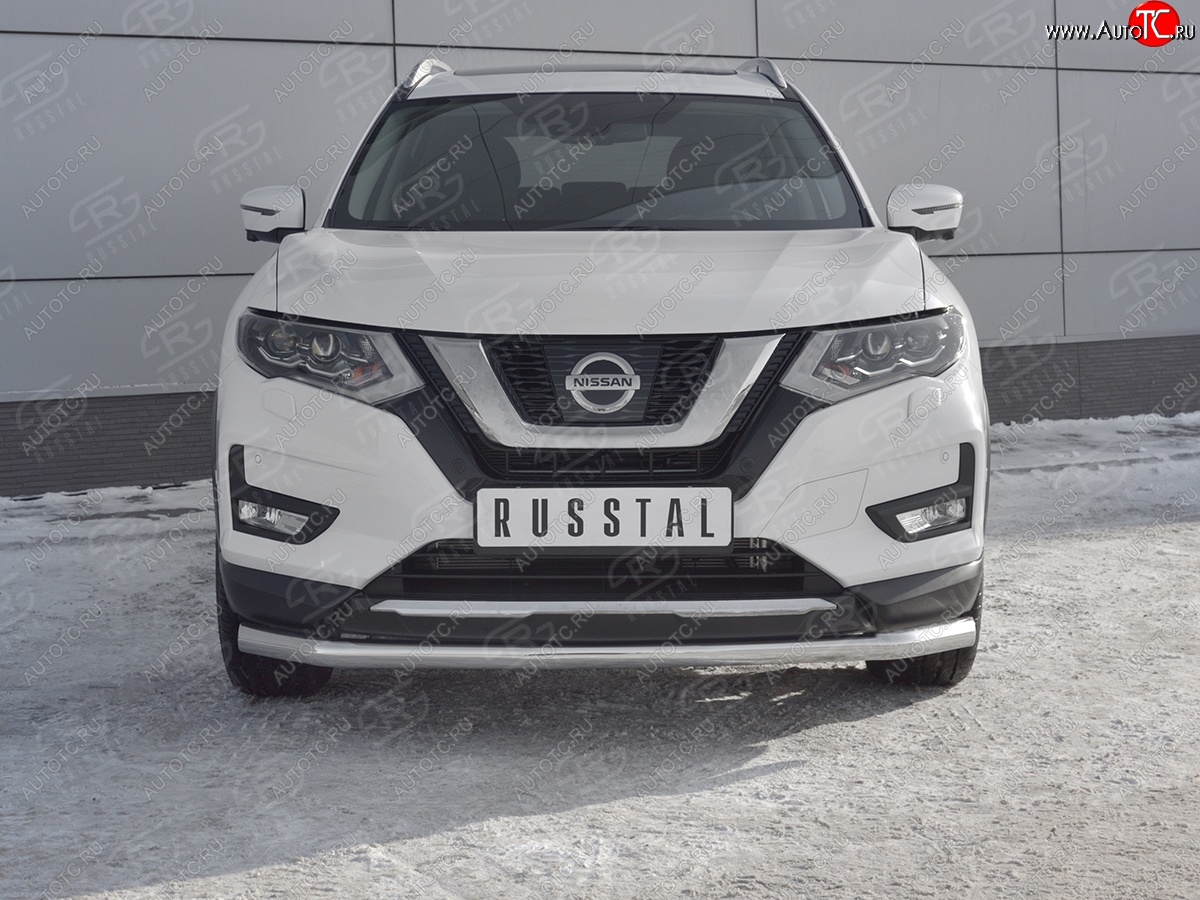 15 699 р. Защита переднего бампера (Ø63 мм, нержавейка) SLITKOFF  Nissan X-trail  3 T32 (2013-2018) дорестайлинг  с доставкой в г. Набережные‑Челны