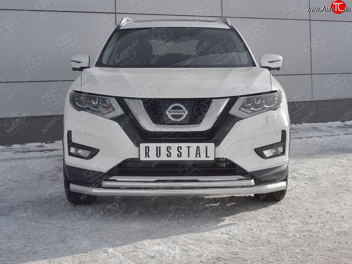 17 949 р. Защита переднего бампера (Ø63 и 42 мм)  Nissan X-trail  3 T32 (2013-2018) дорестайлинг  с доставкой в г. Набережные‑Челны