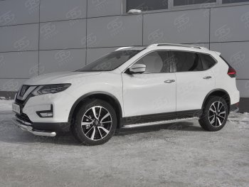 22 599 р. Защита переднего бампера (Ø63 мм с клыками, нержавейка) SLITKOFF Nissan X-trail 3 T32 дорестайлинг (2013-2018)  с доставкой в г. Набережные‑Челны. Увеличить фотографию 2