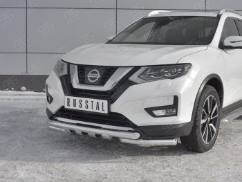 22 599 р. Защита переднего бампера (Ø63 мм с клыками, нержавейка) SLITKOFF Nissan X-trail 3 T32 дорестайлинг (2013-2018)  с доставкой в г. Набережные‑Челны. Увеличить фотографию 4