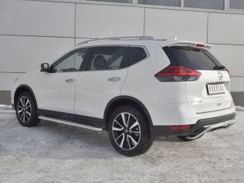 15 549 р. Защита заднего бампера (Ø42 мм волна, нержавейка) SLITKOFF Nissan X-trail 3 T32 рестайлинг (2017-2022)  с доставкой в г. Набережные‑Челны. Увеличить фотографию 2