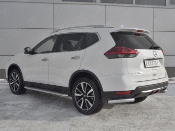 15 249 р. Защита заднего бампера (Ø63 мм уголки, нержавейка) SLITKOFF  Nissan X-trail  3 T32 (2017-2022) рестайлинг  с доставкой в г. Набережные‑Челны. Увеличить фотографию 2