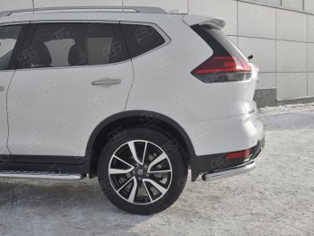 15 249 р. Защита заднего бампера (Ø63 мм уголки, нержавейка) SLITKOFF  Nissan X-trail  3 T32 (2017-2022) рестайлинг  с доставкой в г. Набережные‑Челны. Увеличить фотографию 3