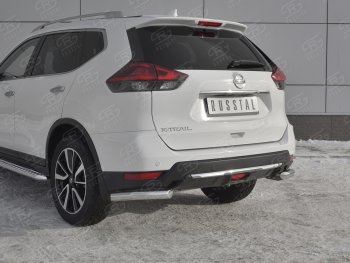 15 249 р. Защита заднего бампера (Ø63 мм уголки, нержавейка) SLITKOFF  Nissan X-trail  3 T32 (2017-2022) рестайлинг  с доставкой в г. Набережные‑Челны. Увеличить фотографию 4