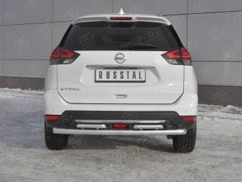 16 599 р. Защита заднего бампера (Ø63 и 42 мм , нержавейка) RUSSTAL  Nissan X-trail  3 T32 (2017-2022) рестайлинг  с доставкой в г. Набережные‑Челны. Увеличить фотографию 1