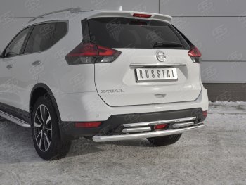 16 599 р. Защита заднего бампера (Ø63 и 42 мм , нержавейка) RUSSTAL Nissan X-trail 3 T32 рестайлинг (2017-2022)  с доставкой в г. Набережные‑Челны. Увеличить фотографию 4