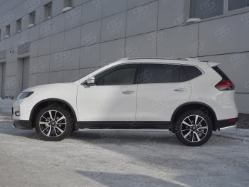 15 299 р. Защита порогов (Ø75x42 мм с проступью) Russtal Nissan X-trail 3 T32 рестайлинг (2017-2022)  с доставкой в г. Набережные‑Челны. Увеличить фотографию 2