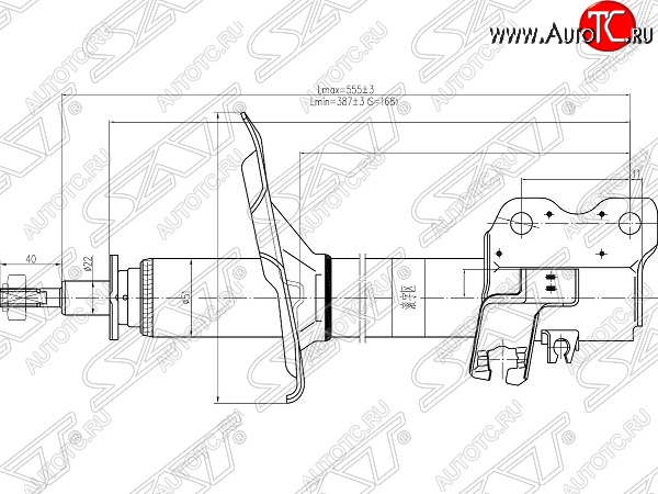 3 999 р. Правый амортизатор передний SAT  Nissan X-trail  1 T30 (2000-2003) дорестайлинг  с доставкой в г. Набережные‑Челны