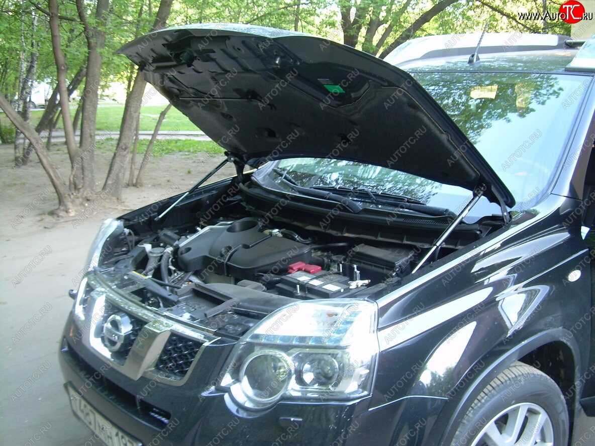 2 199 р. Упоры капота Russtal Nissan X-trail 2 T31 дорестайлинг (2007-2011)  с доставкой в г. Набережные‑Челны