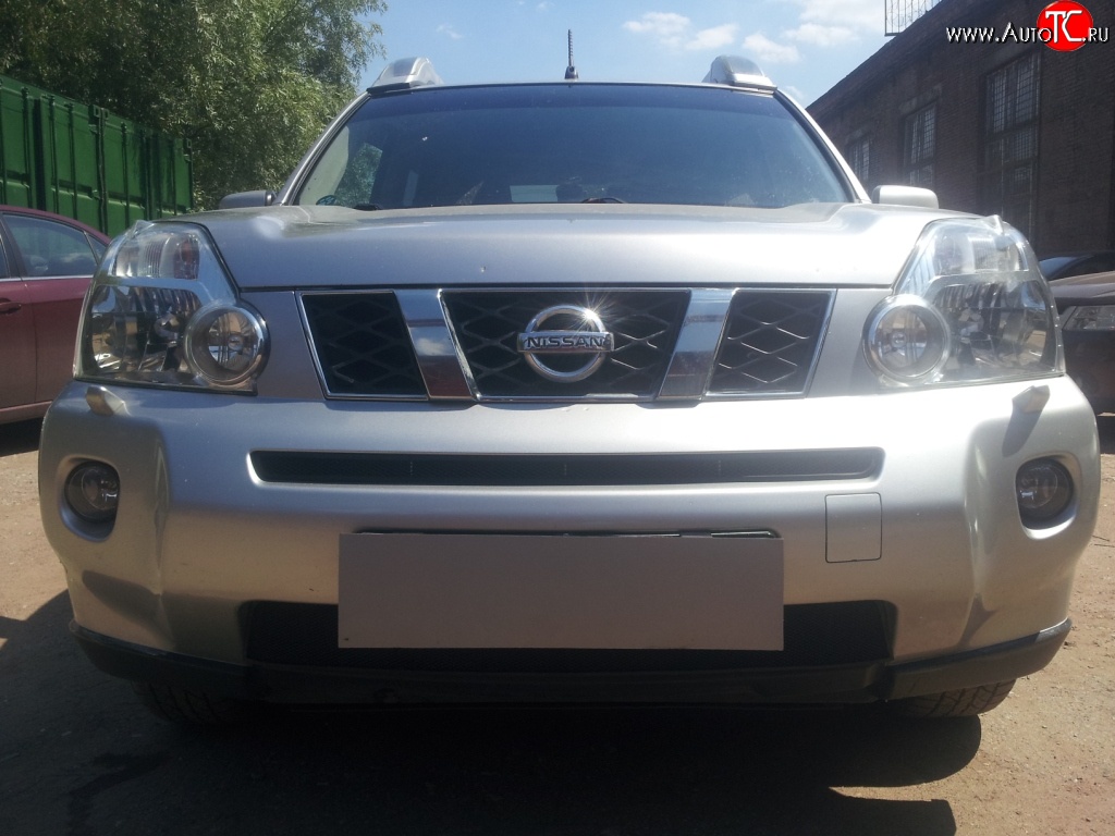 1 229 р. Сетка верхнего воздухозаборника переднего бампера Russtal Nissan X-trail 2 T31 дорестайлинг (2007-2011) (черная)  с доставкой в г. Набережные‑Челны