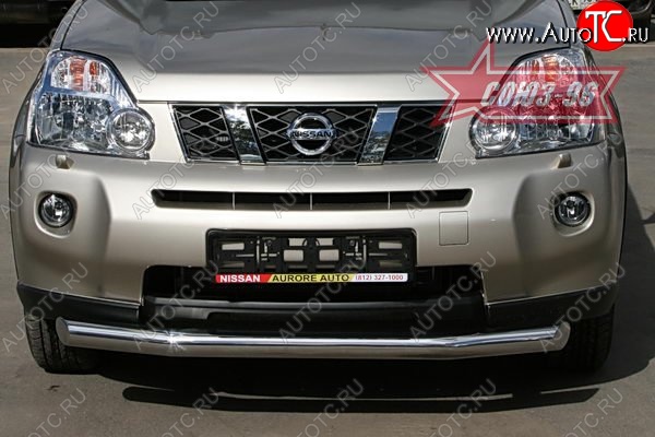 1 052 р. Защита переднего бампера одинарная Souz-96 (d76) Nissan X-trail 2 T31 дорестайлинг (2007-2011)  с доставкой в г. Набережные‑Челны