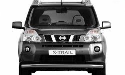 Одинарная защита переднего бампера диаметром 63 мм Petroil Tuning Nissan X-trail 2 T31 дорестайлинг (2007-2011)