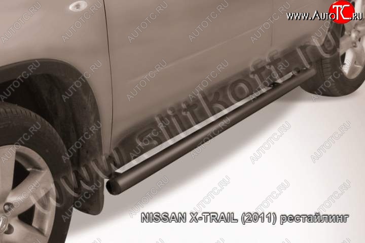 10 949 р. Защита порогов Slitkoff  Nissan X-trail  2 T31 (2007-2011) дорестайлинг (Цвет: серебристый)  с доставкой в г. Набережные‑Челны