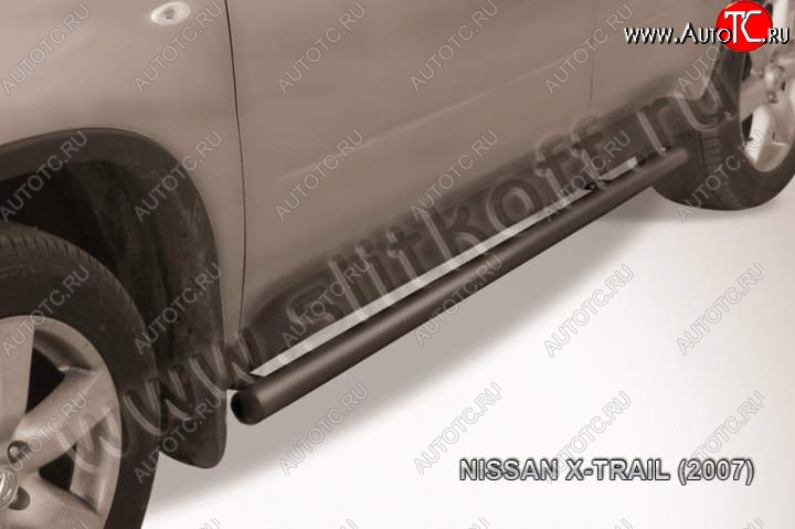 10 949 р. Защита порогов Slitkoff  Nissan X-trail  2 T31 (2007-2011) дорестайлинг (Цвет: серебристый)  с доставкой в г. Набережные‑Челны