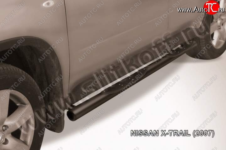 13 749 р. Защита порогов Slitkoff  Nissan X-trail  2 T31 (2007-2011) дорестайлинг (Цвет: серебристый)  с доставкой в г. Набережные‑Челны